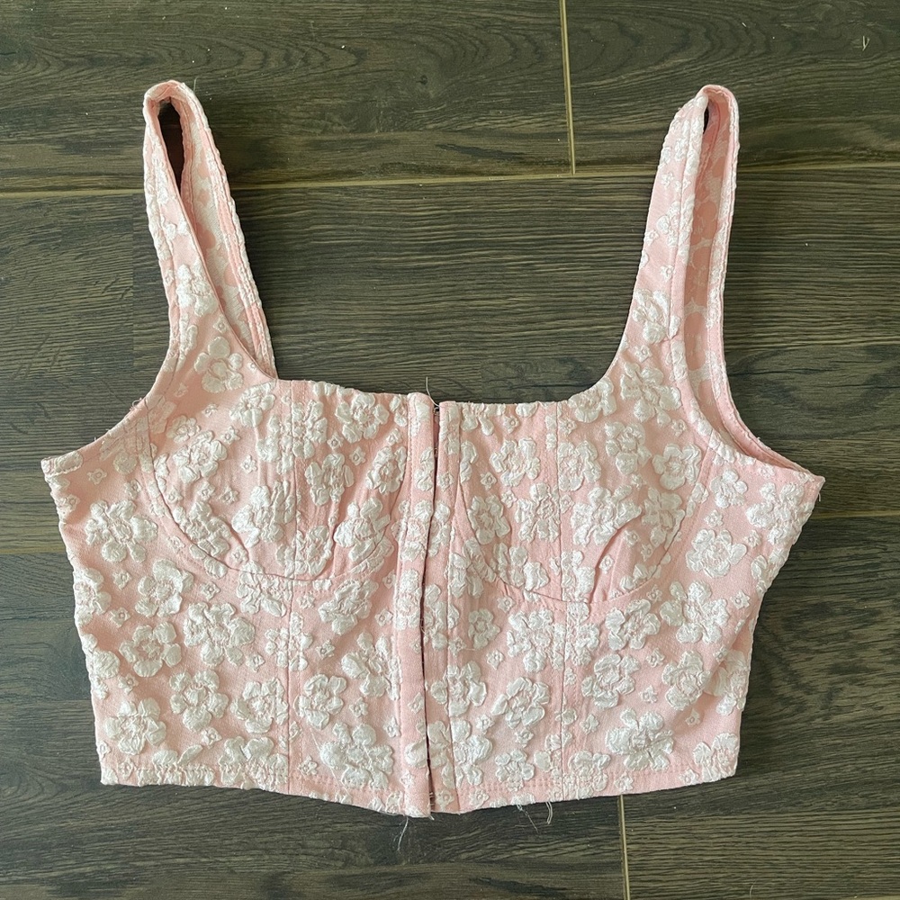 Pink Floral Cropped Top Stretchy